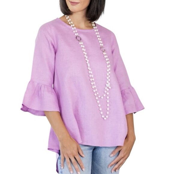 Crown Linen Designs Tops - Crown Linen Designs Tunic Women Plus Size 3X Top Bell Sleeve 100% Linen NWT